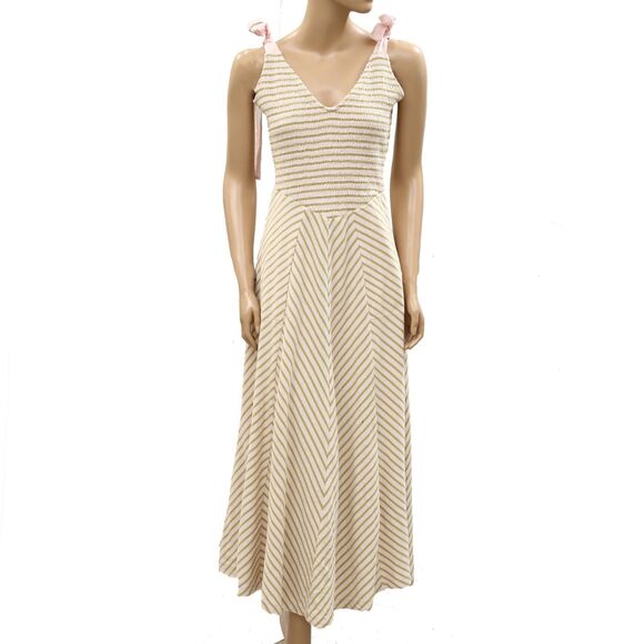Free People Dresses & Skirts - Free People Free-est Cecelia Midi Dress Striped Printed Smocked Cotton S 286765